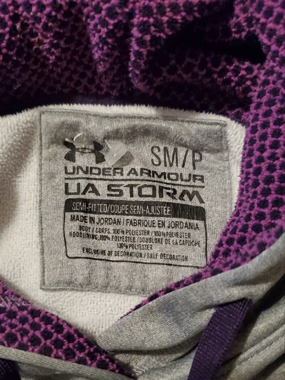 Under Armour Storm Gray Hoodie with Purple Lining - Picture 2 of 8